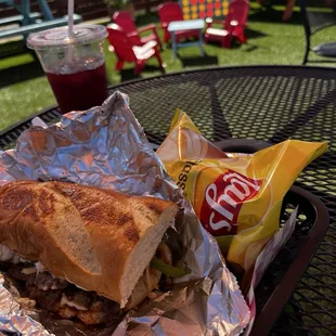 Philly Cheesesteak, Lays, and a Hibiscus Tea