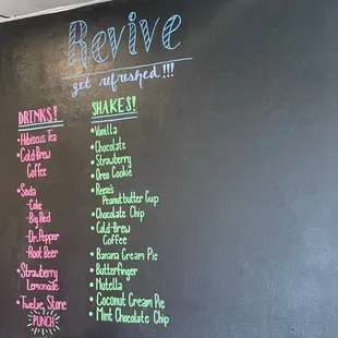 a chalk board with a menu on it