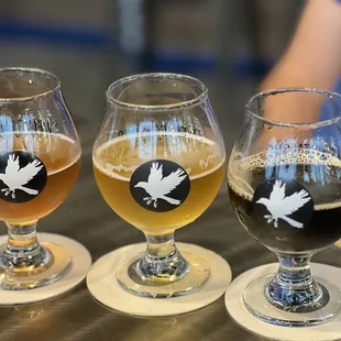 three glasses of beer