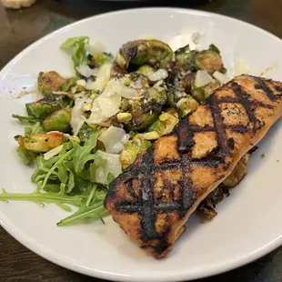 Add salmon to the Harissa Brussels appetizer...do it!