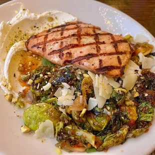 Pro tip: add salmon to the lovely Brussels sprouts appetizer, banger meal