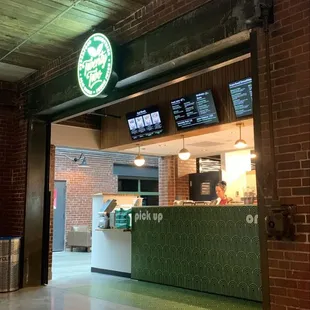 the interior of a starbucks