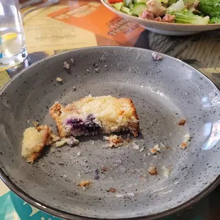 Whats left of our lemon blueberry coffee coke.  love at first bite and to die for.  Off the charts good. Food should not taste this good!!