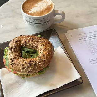 Veggie Bagel  Chai Latte