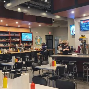 Indoor seating and bar