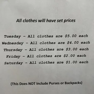 Clothes sale