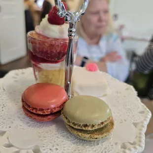 Top tier of high tea for one.