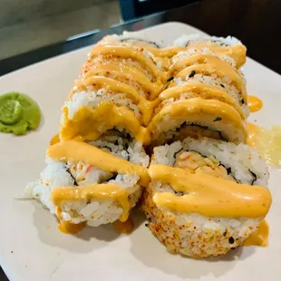 a plate of sushi