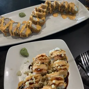 two plates of sushi