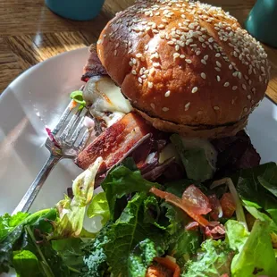 BBQ burger and side salad