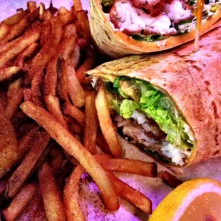 The Pirate Wrap with Cajun fries! (no tomato on this one)