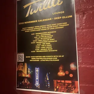 the menu for the twilite lounge