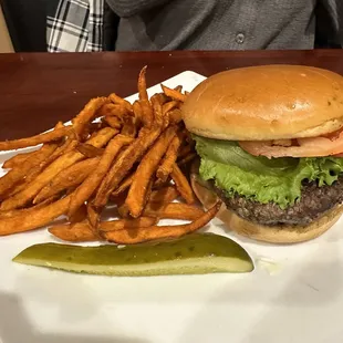 The Tavern Burger with Sweet Potato Fries