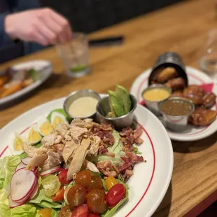 Rotisserie Chicken Cobb and pretzel bites