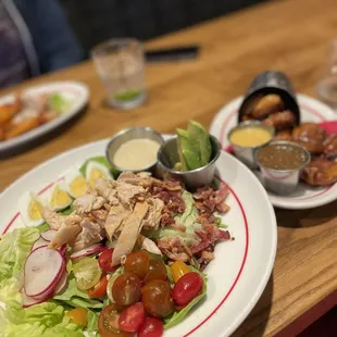 Rotisserie Chicken Cobb and pretzel bites