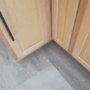 Aftermath of install did not clean up mess after countertop installation.  Another part of kitchen.