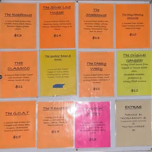 Slider Menu for Twin City Minis Food Truck