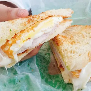 Egg, turkey, and cheese sandwich