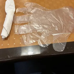 They give  you gloves so you can go get your food! Yes it's a buffet!