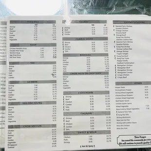 Most recent menu as of 1/5/22.  Notice price difference compared to other posted menus.
