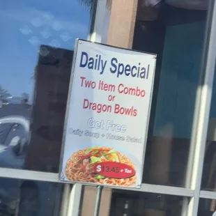 2 item combo &amp; soup &amp; salad - $13.45 + tax as of April 2024