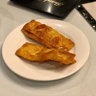 Complimentary banana wonton. Crispy, caramely, and tasty.