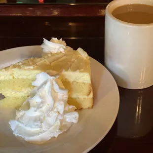 Lemon mascarpone cake and decaf coffee!