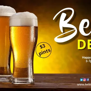 Happy Hour
$3 Pints from 3-7 Monday -Friday