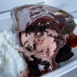 ice cream and chocolate cake