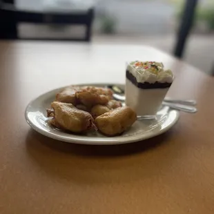 Deep fried bananas and ice cream
