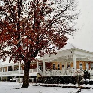 Twin Oaks during the winter months. Winter wonderland wedding.