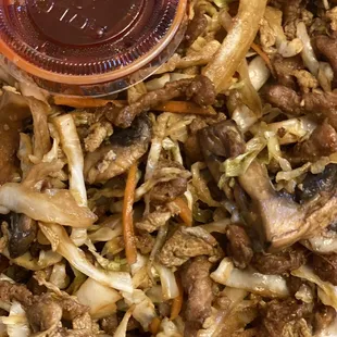 Mu shu pork- does come with pancakes!