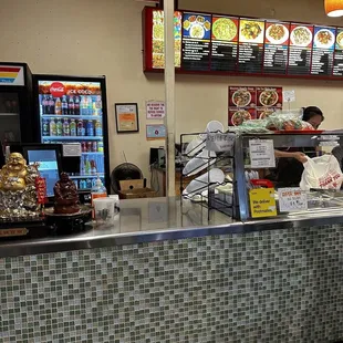 the counter of a restaurant