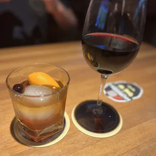 Old fashioned and meiomi Pinot noir