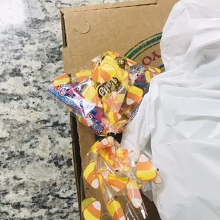 On Halloween they even gave out a candy bag. So thoughtful :)