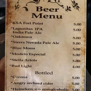 Cash only, but beer is cheap by SF standards