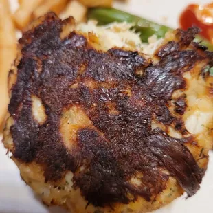 Burnt dry crabcake in my 2-go order
