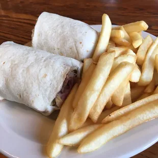 Deli wrap and fries