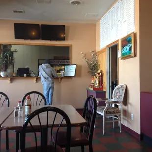 View of front counter from booth. Order here regardless of dining in or taking out.