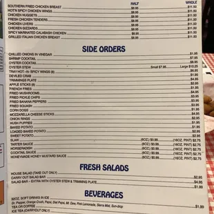a menu for a restaurant
