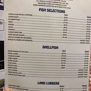 sushi and sashimi, menu