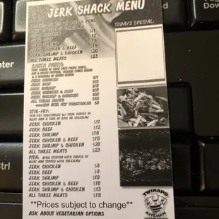 menu