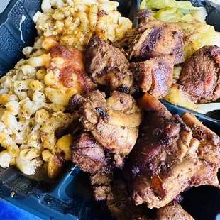 Jerk Chicken Meal with Cabbage Mac &amp; Cheese