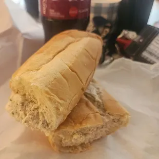 My very sad looking chicken salad sub.  Do not order this!!