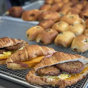 a sausage and egg breakfast sandwich