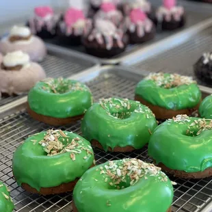 green frosting and sprinkles