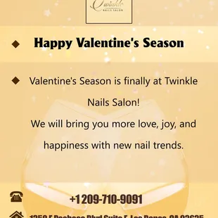 Valentine's Season is finally at Twinkle Nails Salon! 
We will bring you more love, joy, and happiness with new nail trends.