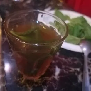 Hot Green Tea and fresh Mint leaves