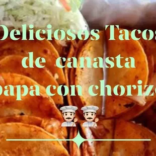 Ven y prueba los deliciosos tacos de canasta papa con chorizo