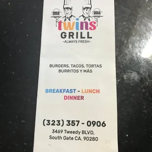 Quick pick of their menu